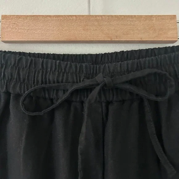 J.Crew Women's Linen Blend Slim Wide-Leg Drawstring Pant Black 2 P Petite NWOT - Picture 4 of 9